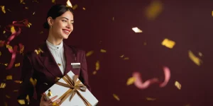 Femme d'affaires élégante hôtel luxe consultante Console SecretBox