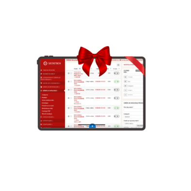 Interface back office Console SecretBox tablette iPad gestion coffrets cadeaux en ligne